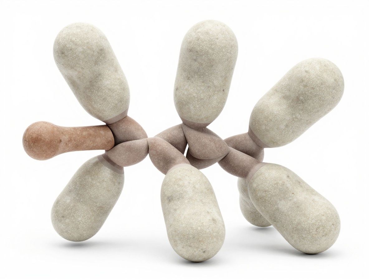 Zbliżenie na strukturę molekularną peptydów wizualizowaną jako trójwymiarowy model białkowy — helisoidalne struktury aminokwasowe w tonacji niebieskiej i szarej na ciemnym tle